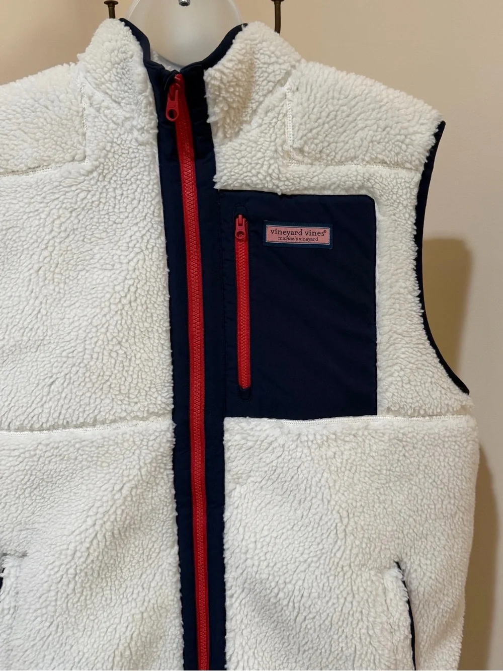 NEW VINEYARD VINES ON-THE-GO SUPER SHERPA FULL ZIP HIGH PILE VEST MARSHMALLOW LG